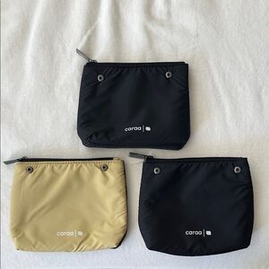 3/$12✨Caraa NEW Snap Pouch Black and Yellow Beige Set